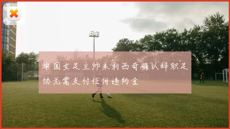 中国女足主帅米利西奇确认辞职足协无需支付任何违约金